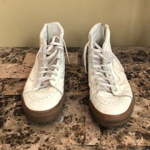 Vans white pleather high top shoes